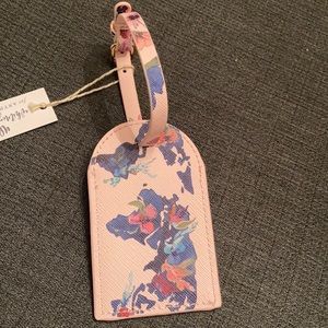 Pink floral map luggage tag